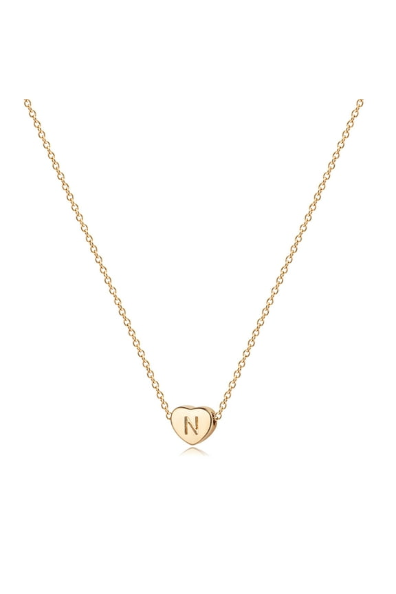 14K Gold Plated Dainty Tiny Initial Letter Heart Choker Pendant Necklace Jewelry Gift for Women