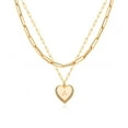 thumbnail image 1 of Fettero 14k Gold Plated Personalized Layered Chunky Paperclip Initial Heart Chain Pendant Necklace for Women Jewelry Gift (Letter A), 1 of 5