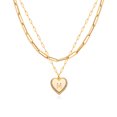 thumbnail image 1 of Fettero 14k Gold Plated Personalized Layered Chunky Paperclip Initial Heart Chain Pendant Necklace for Women (Letter M), 1 of 5