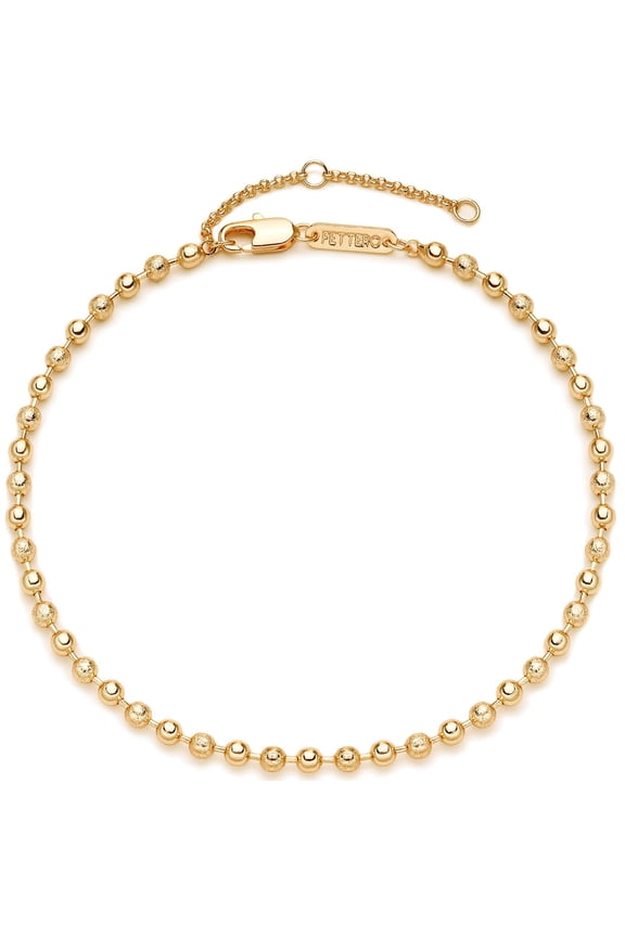 14K Gold Plated Boho Beach Simple Minimalist Chain Satellite Bead Anklet for Women Jewelry