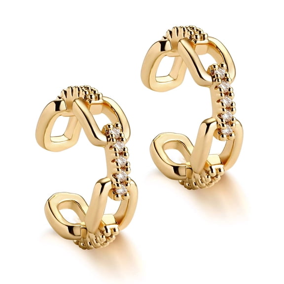 Fettero 18K Gold Plated Dainty Boho Cuff Non Pierced Cartilage Clip on Open Wrap Hoop Jewelry Gift for Women