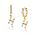thumbnail image 1 of Fettero 18K Gold Plated Diamond Cubic Zirconia Alphabet Letter Dangle Drop Huggie Hoop Initial Earrings Jewelry Gift for Women, 1 of 6