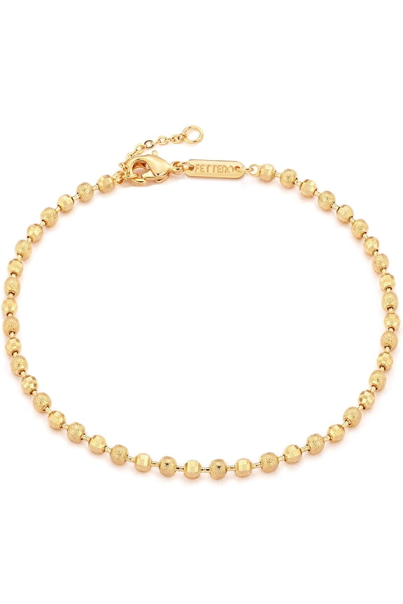 Chain Anklet Gold Satellite Bead 14K Gold Plated Boho Beach Simple Minimalist Foot Jewelry