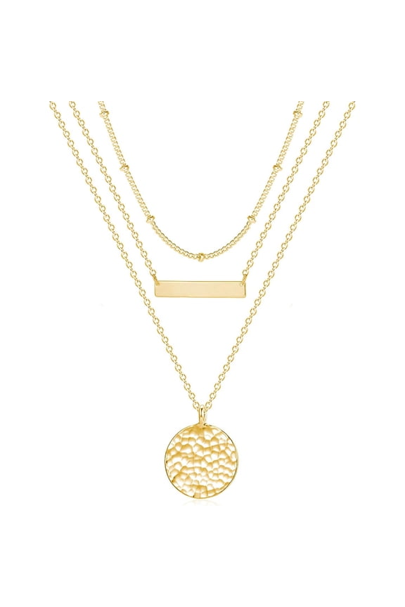 Fettero Pendant Necklace Gold Choker Layered Coin Open Karma Circle Full New Crescent Moon 14K Gold Plated Dainty Simple Moon Phase Jewelry for Women Gift