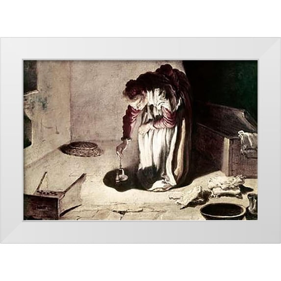 Fetti, Domenico 32x23 White Modern Wood Framed Museum Art Print Titled - The Lost Coin