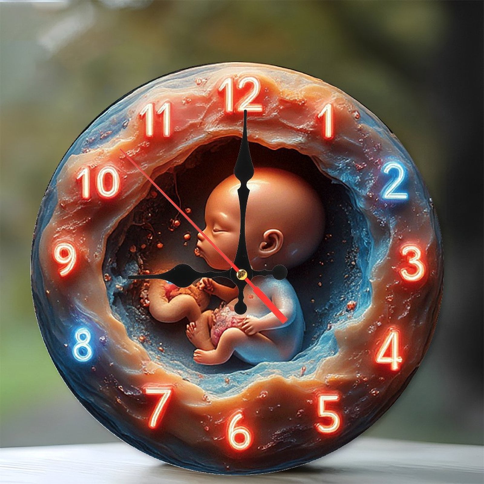 Fetus Development Timelapse Art Clock 10-Inch Silent Wooden Wall Clock ...