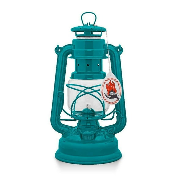 Feuerhand Outdoor Kerosene Fuel Lantern, German Made Weather Resistant Baby Special 276 Galvanized Hurricane Lamp for Camping or Patio, 10 Inches, Teal