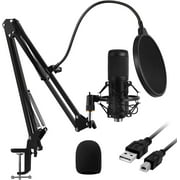Feur USB Microphone, 192KHZ/24Bit Plug & Play PC Computer Podcast Condenser Cardioid Metal Mic Kit with Professional Sound Chipset for Recording, Gaming, Singing, Youtube FU-CM34USB