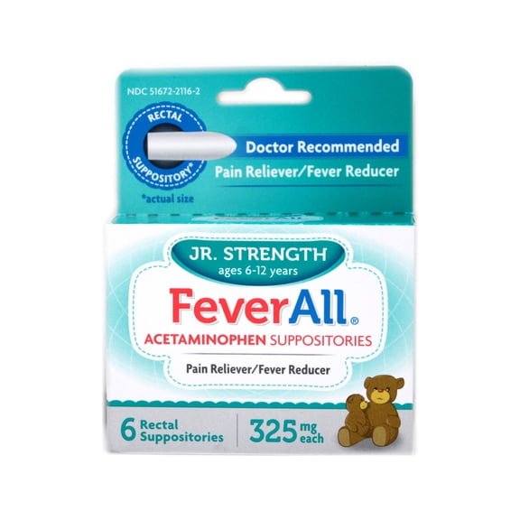 Fever All Acetaminophen 325Mg Jr Strength Rectal Suppositories, 6 Ea