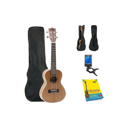 Fever Concert Ukulele 23 inch with Bag, Tuner and Beginner's Guide, Mahogany