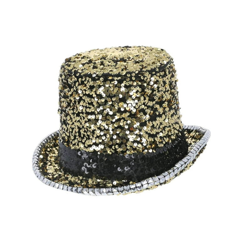 Fever Deluxe Felt & Sequin Top Hat Gold Adult Fever Deluxe Felt & Sequin Top Hat Gold Adult