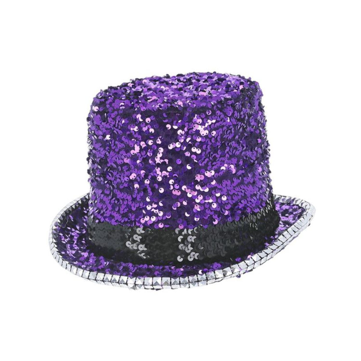 Fever Deluxe Felt & Sequin Top Hat Purple Adult Fever Deluxe Felt & Sequin Top Hat Purple Adult