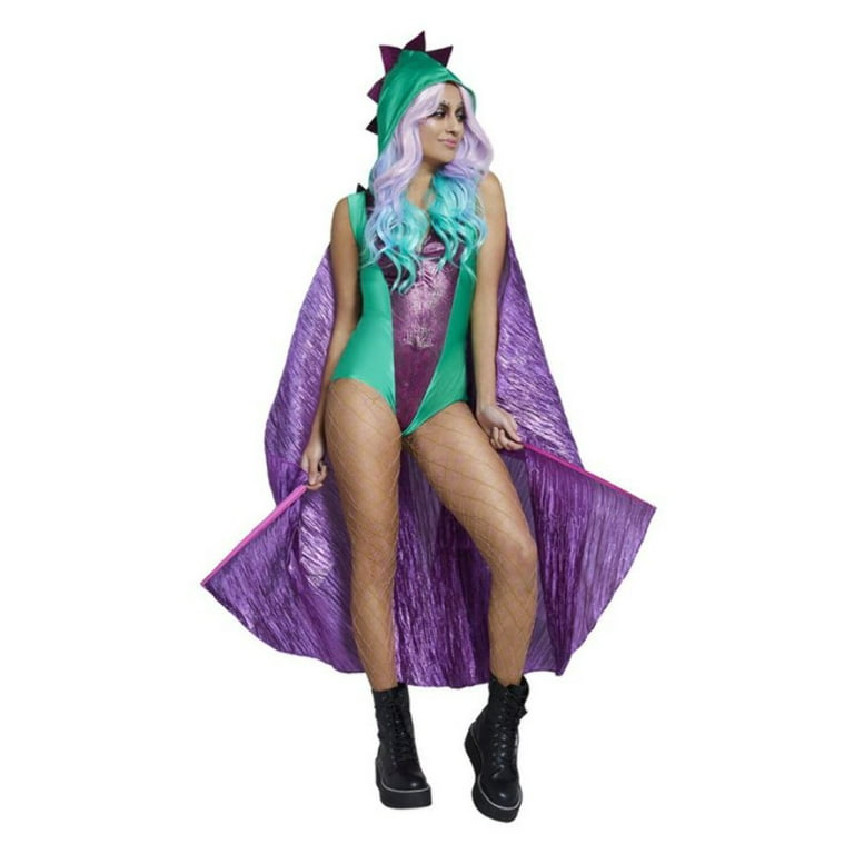 Fever Dragon Costume Green Adult Hooded Cape Jumpsuit Fever Dragon Costume Green Adult Hooded Cape Jumpsuit