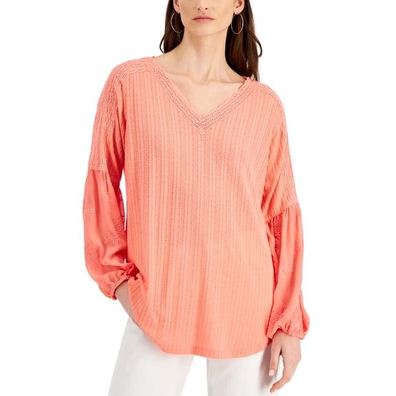 Fever Embroidered Knit Top Shell Pink S
