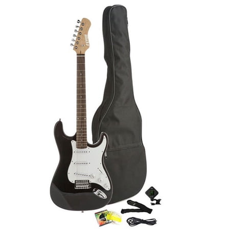Fever Full Size Electric Guitar with Gig Bag, Clip on Tuner, Cable, Strap and Strings Color Blue, A600-BL
