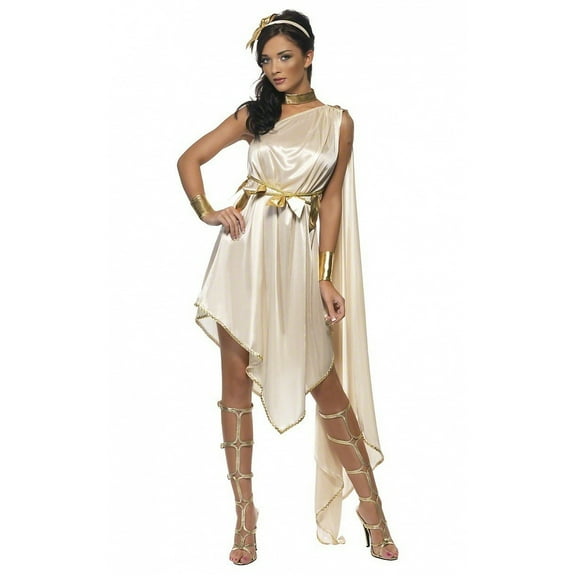Fever Goddess Costume Adult White Gold Small Female Fancy Dress Party Book Week Halloween