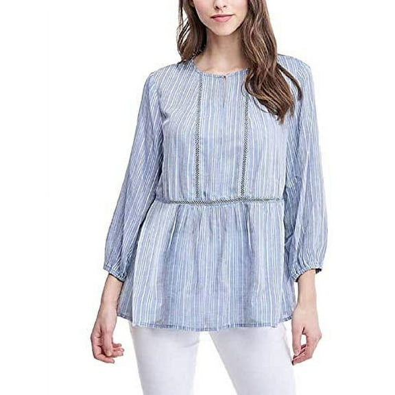 Fever Ladies' 3/4 Sleeve Blouse (Blue Whistler's, X-Large)
