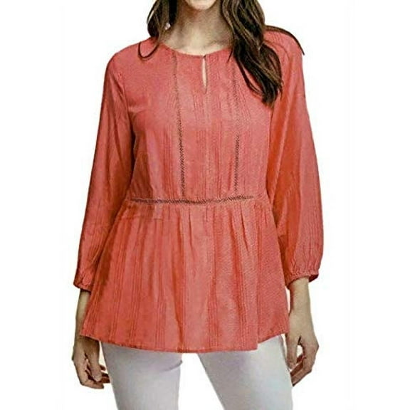 Fever Ladies' 3/4 Sleeve Blouse (Coral Quatro, Large)