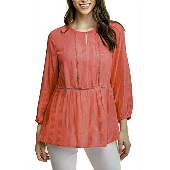 Fever Ladies' 3/4 Sleeve Blouse (Coral Quatro, Small)