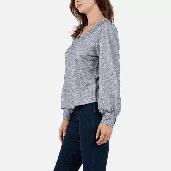 Fever Ladies' Rib Knit Top Grey/Black XXL