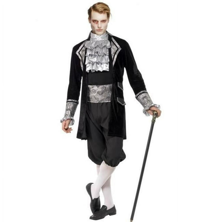 Fever Male Baroque Vampire Costume Adult Black Silver Fever Male Baroque Vampire Costume Adult Black Silver