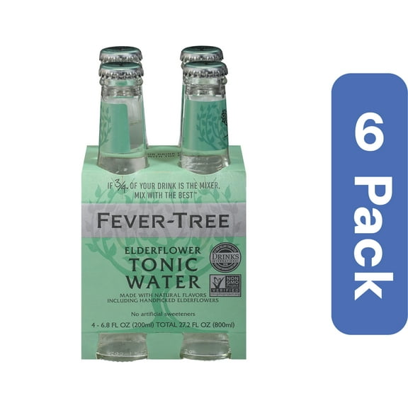 Fever Tree Elderflower Tonic Water 4 Pack 27.2 fl oz (Pack of 6)