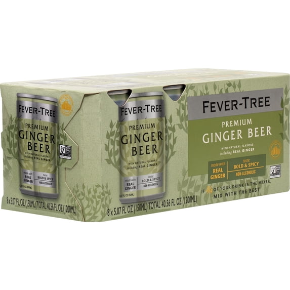 Fever-Tree Premium Ginger Beer , 8 pack, 150 ML Aluminum Cans, 0% ABV