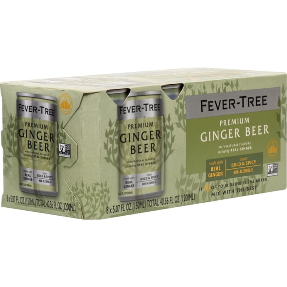 Fever-Tree Premium Ginger Beer , 8 pack, 150 ML Aluminum Cans, 0% ABV