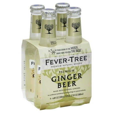 Fever-Tree Bold & Spicy Premium Real Ginger Beer, 4Pack/6.8oz, Shelf Stable, Glass Bottles