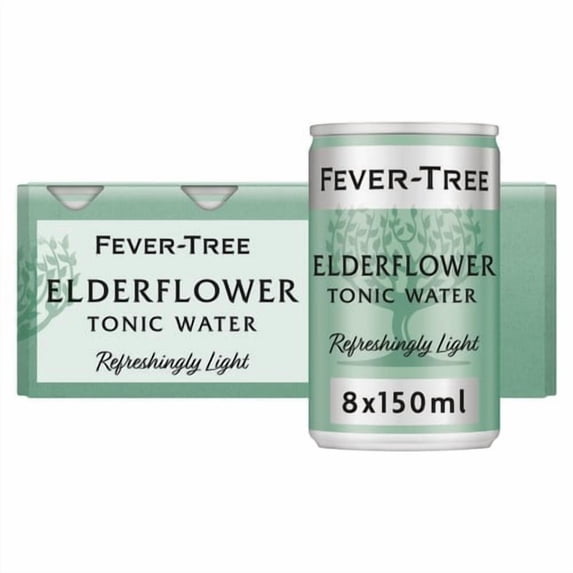 Fever-Tree Light Elderflower Tonic Cans 8 x 150ml, British Import (Pack of 2)