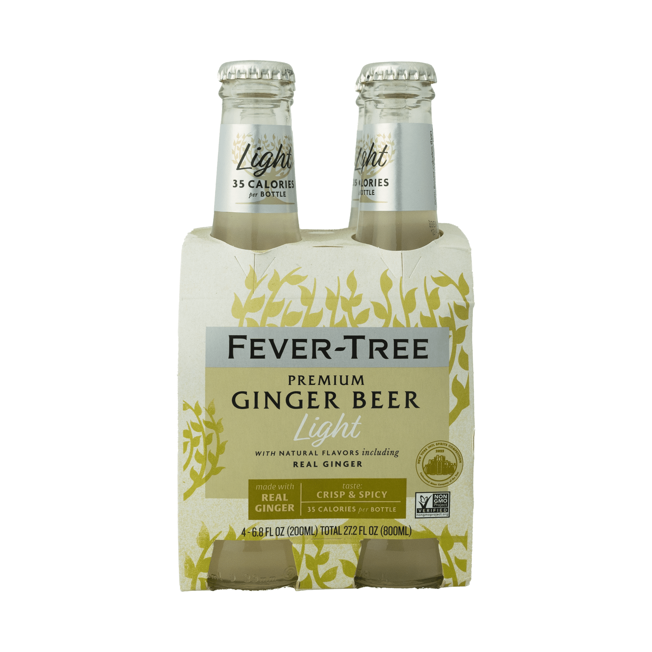 Fever-Tree Light Ginger Beer Cocktail Mixer, 4 Count/6.8 fl oz, Shelf Stable, Glass Bottle