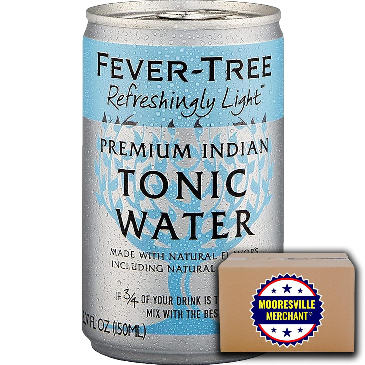 Fever Tree Light Indian Tonic Water, 150 ML, 8 Mini Cans With Decal