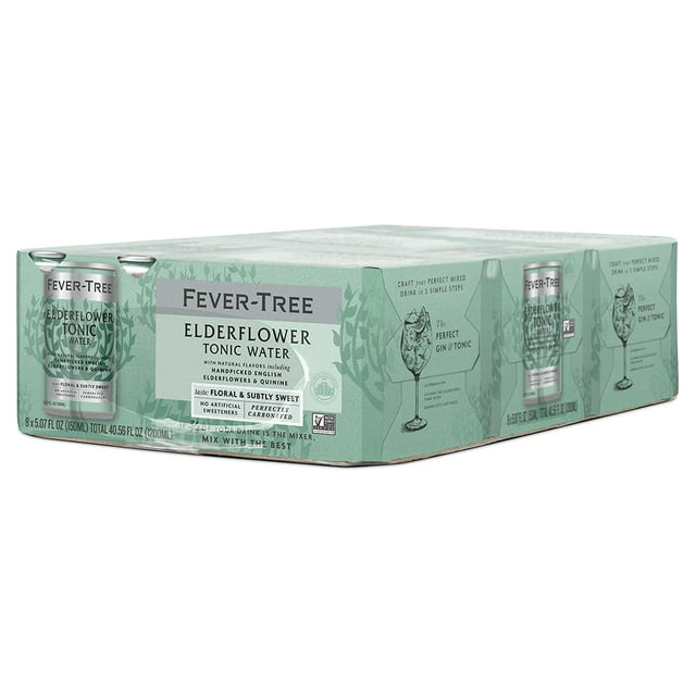 FeverTree Premium Elderflower Tonic Cans, 5.07 Fl Oz (24 Pack