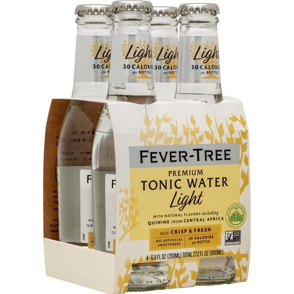 Fever-Tree Light Premium Tonic Water, 4 Pack, 6.8 fl oz Glass Bottles, 0% ABV