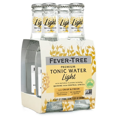 Fever-Tree Premium Light Indian Tonic Water, 6.8oz, 4 Count, Glass Bottle, Refreshing, Shelf Stable
