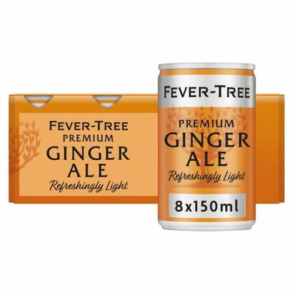 Fever-Tree Refreshingly Light Ginger Ale Cans 8 x 150ml, British Import (Pack of 2)