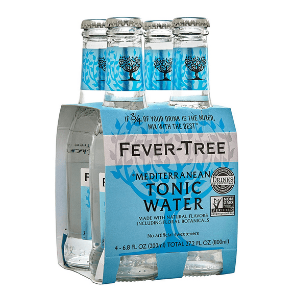 Fever Tree Sparkling Mediterranean Tonic Water Soda, 27.2 fl oz Pack of 6