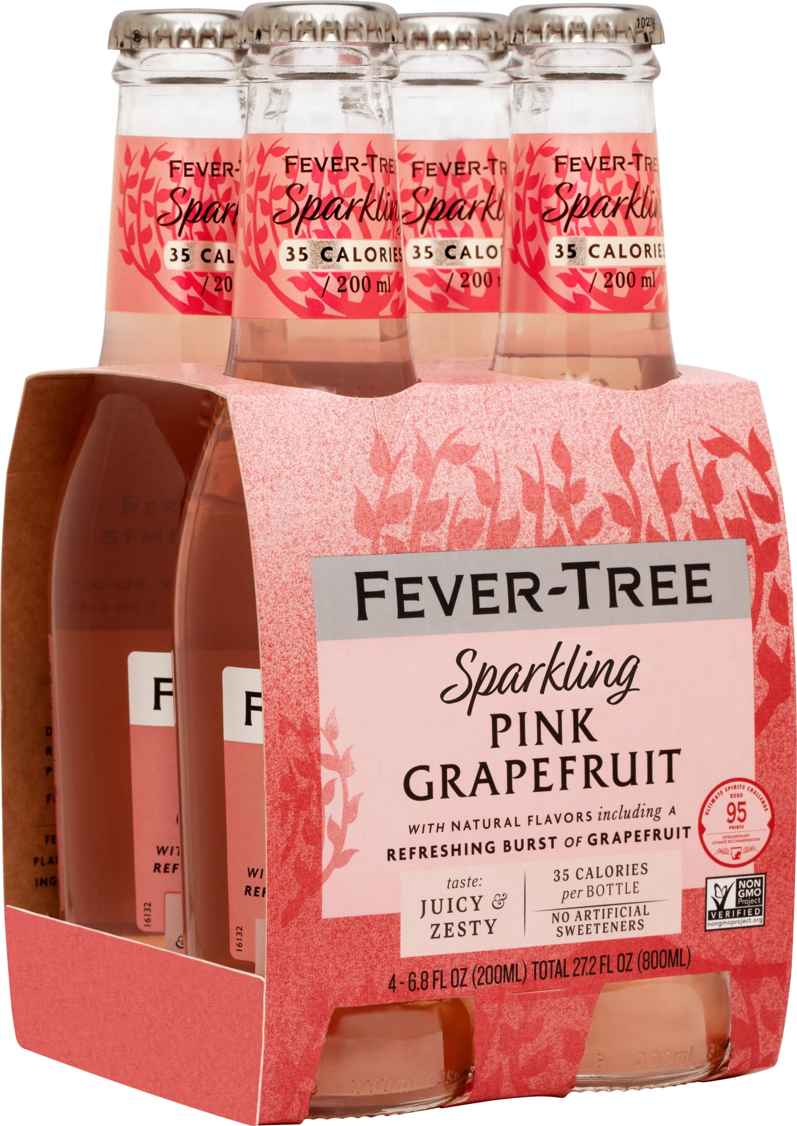 Fever-Tree Sparkling Pink Grapefruit Cocktail Mixers, 6.8 Fl Oz, 4 Count