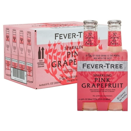 Fever-Tree Sparkling Pink Grapefruit Glass Bottles, No Artificial Sweeteners, Flavorings & Preservatives, 6.8 oz (24 bottles) 163.2 fl oz