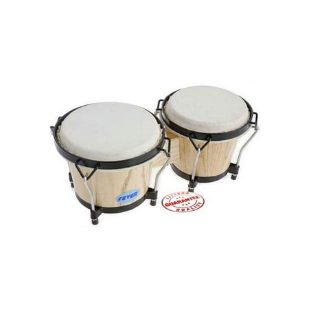 Fever Tunable Bongos 8 & 7 Inch with Black Rims Natural Finish