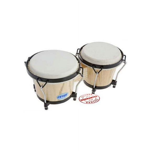 Fever Tunable Bongos 8 & 7 Inch with Black Rims Natural Finish