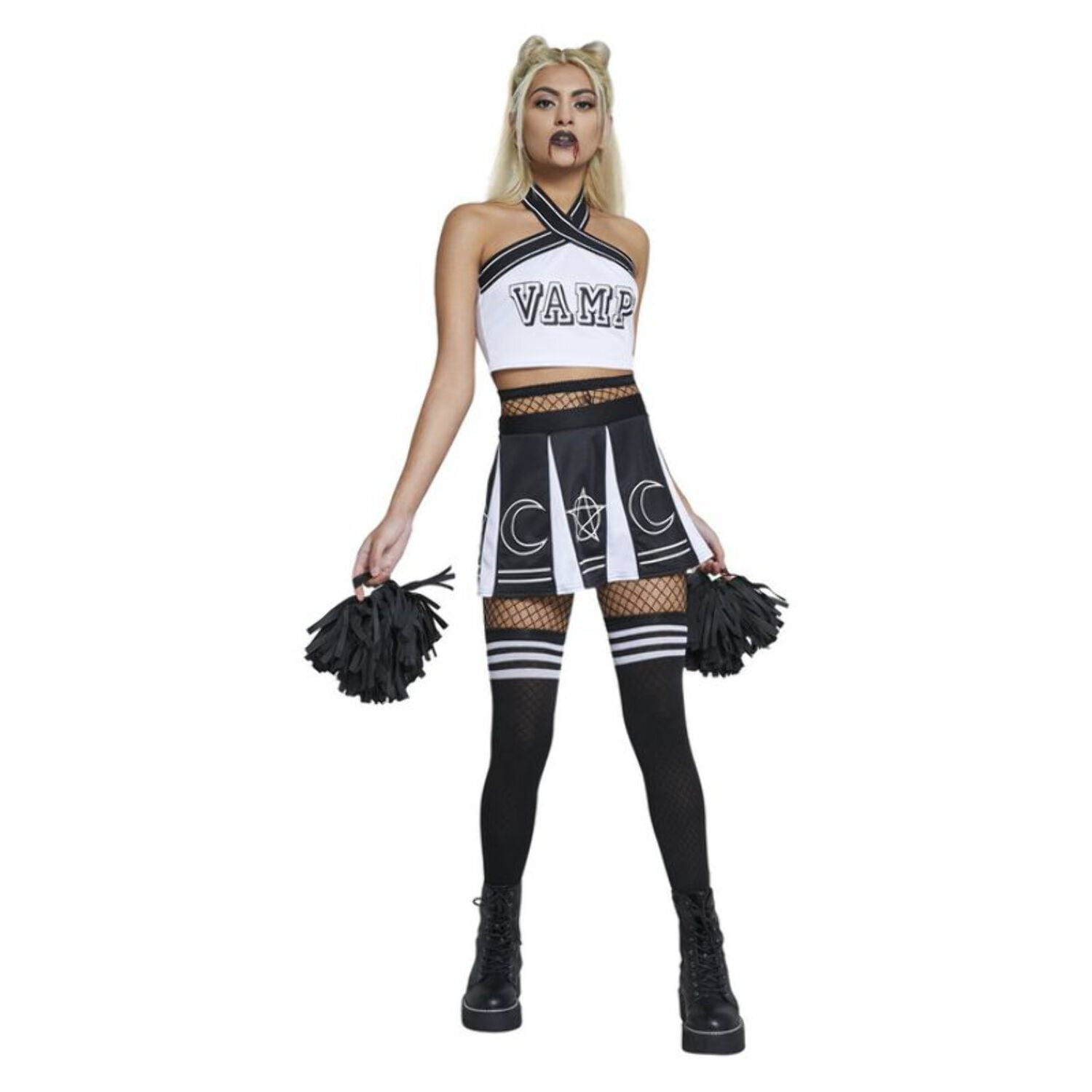 Fever Vamp Cheerleader Black & White Adult Fever Vamp Cheerleader Black & White Adult