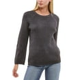 thumbnail image 1 of Fever Women's Bell Sleeve Soft Marled Ribbed Knit Crewneck Sweater-Gray / XL, 1 of 5