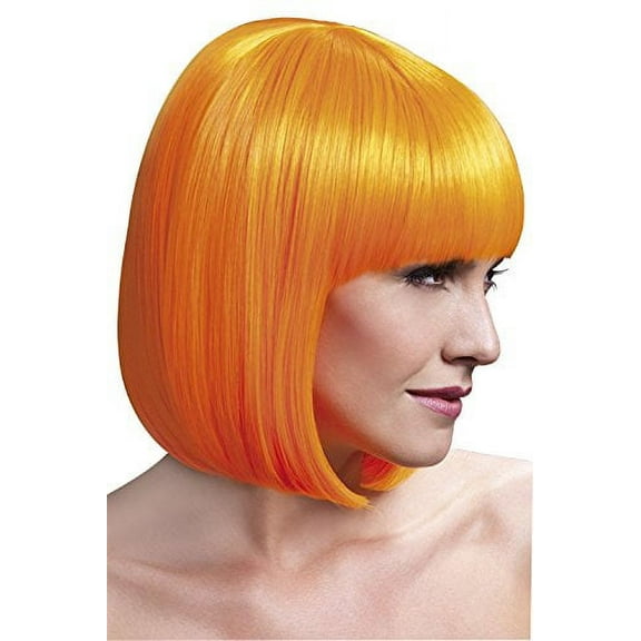 Fever Women's Sleek Neon Orange Bob with Bangs, 13inch, One Size, Elise,5020570425718