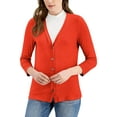 thumbnail image 1 of Fever Womens Button-Down Ribbed Knit Cardigan Top Orange L, 1 of 2