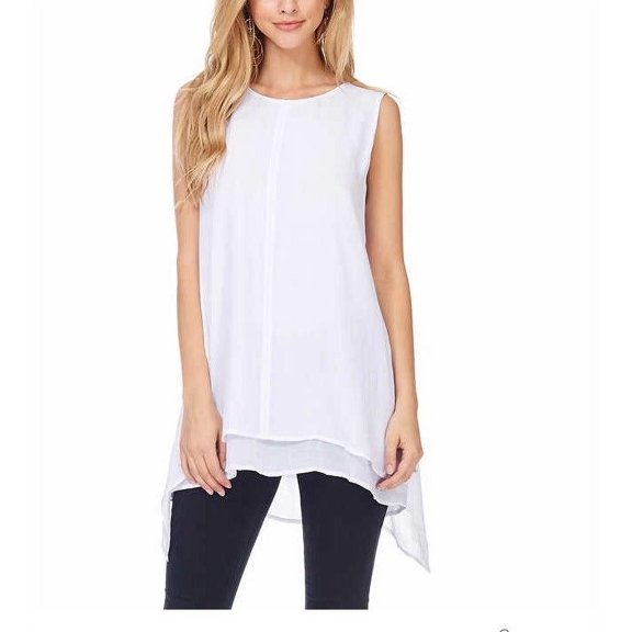 Fever Womens Double Layer Sleeveless Blouse XX-Large, White