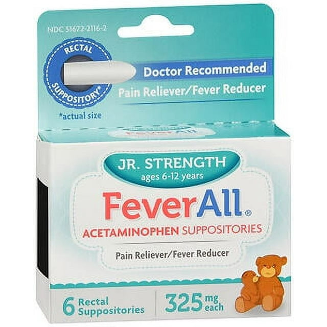 FeverAll Acetaminophen Suppositories Jr. Strength 6 ea.