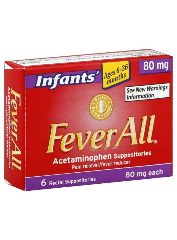 FeverAll Infants Acetaminophen Suppositories 6 Rectal Suppositories 80mg each