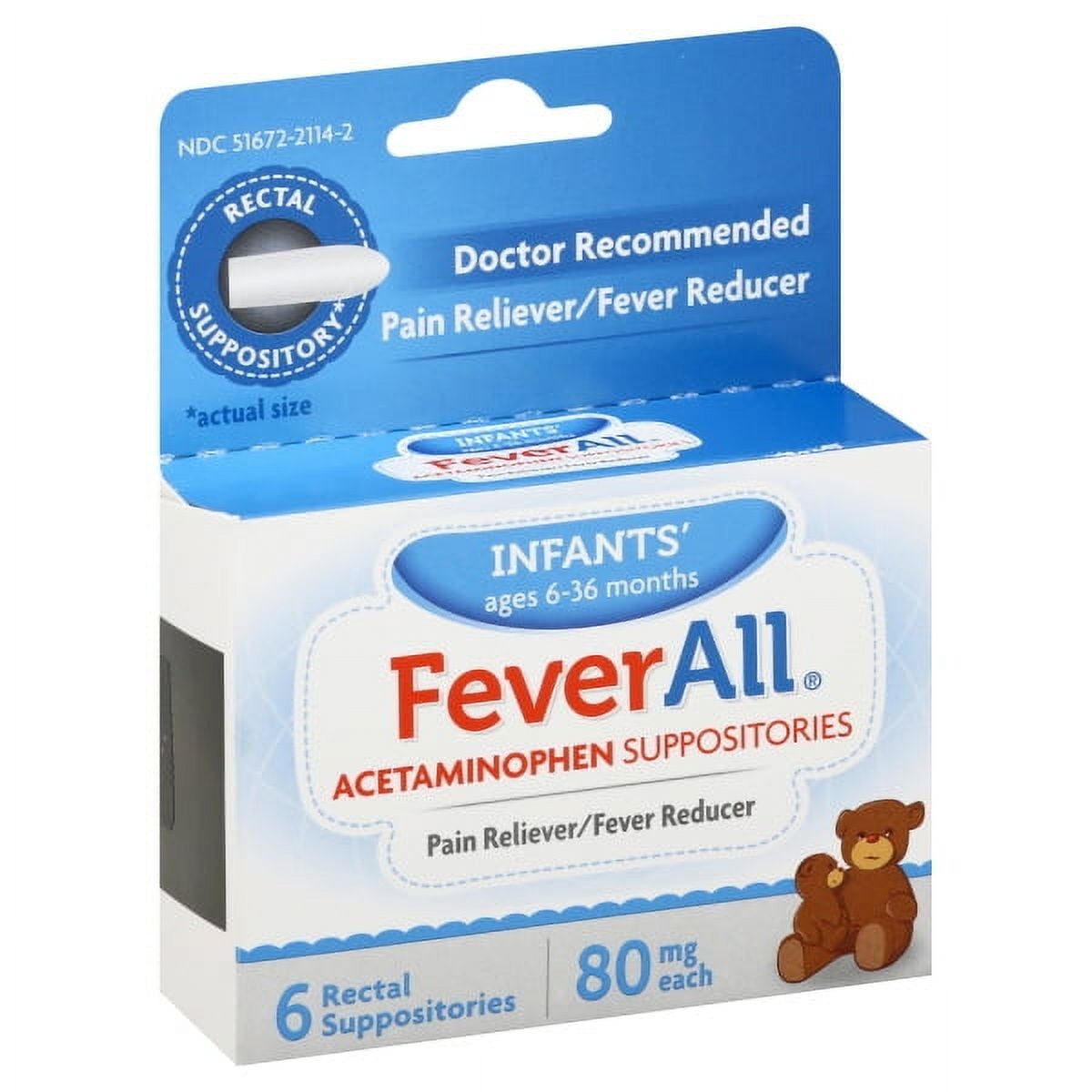 FeverAll Infants  Acetaminophen Suppositories,  80 mg, 6 Count