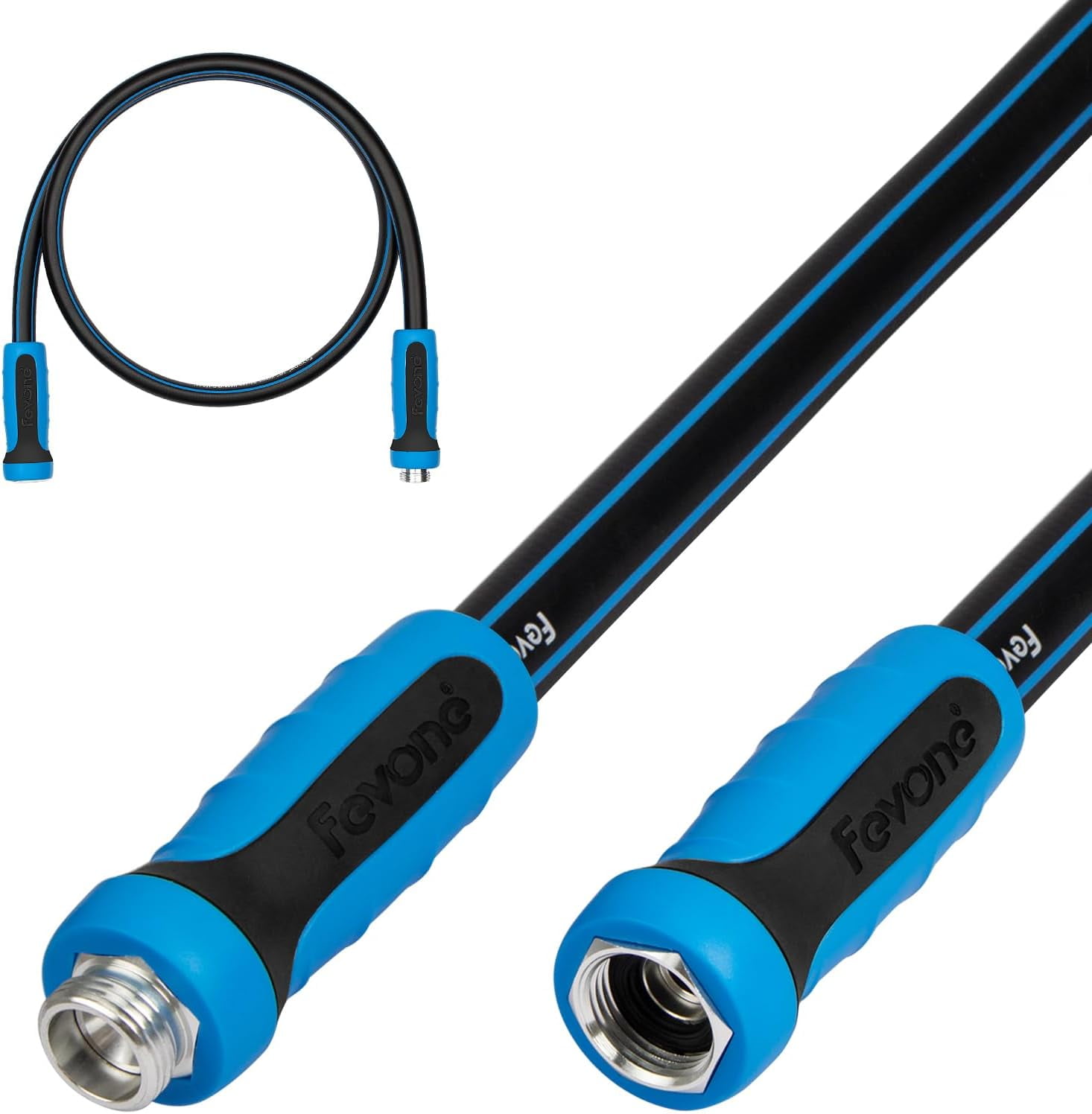 Fevone Garden Hose 6 ft x 5/8 ", Heavy Duty Water Hose with Swivel Handle Handle, Hose Reel